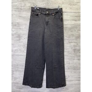 Gap High Rise Stride Jeans Womens 10 Long Black Charcoal Wash W30 L33 Wide-Leg